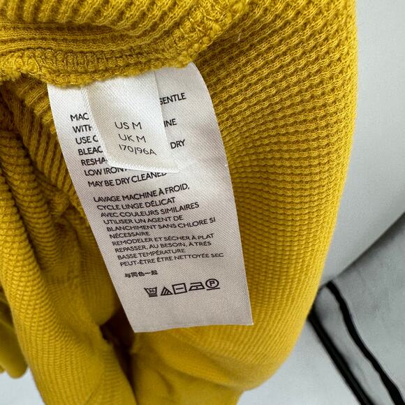 ANTHROPOLOGIE Maeve Mustard Yellow Tiered Long Sleeve Ribbed Top // M - Picture 8 of 11